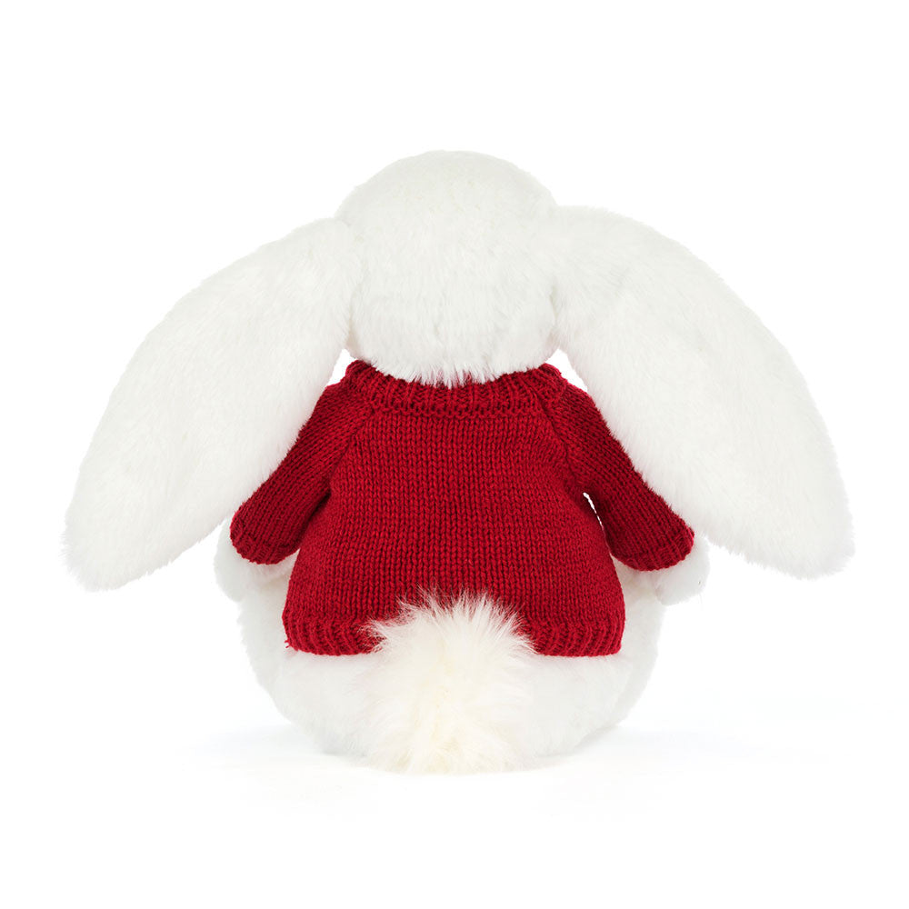 Bashful Luxe Bunny Luna with Personalized Red Jumper | Jellycat