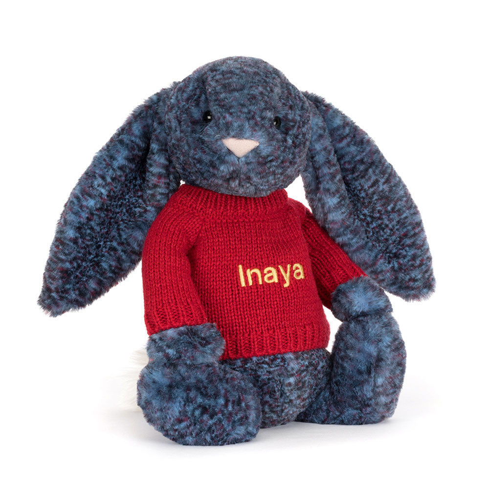 Hopscone Luxe Bunny with Personalized Red Jumper | Jellycat