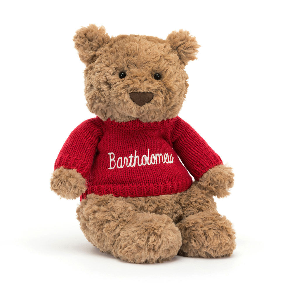 Bartholomew Bear with Personalized Red Jumper | Jellycat