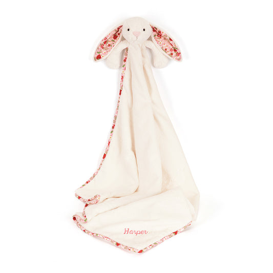 Personalized Blossom Cream Bunny 'Berry' Blankie | Jellycat