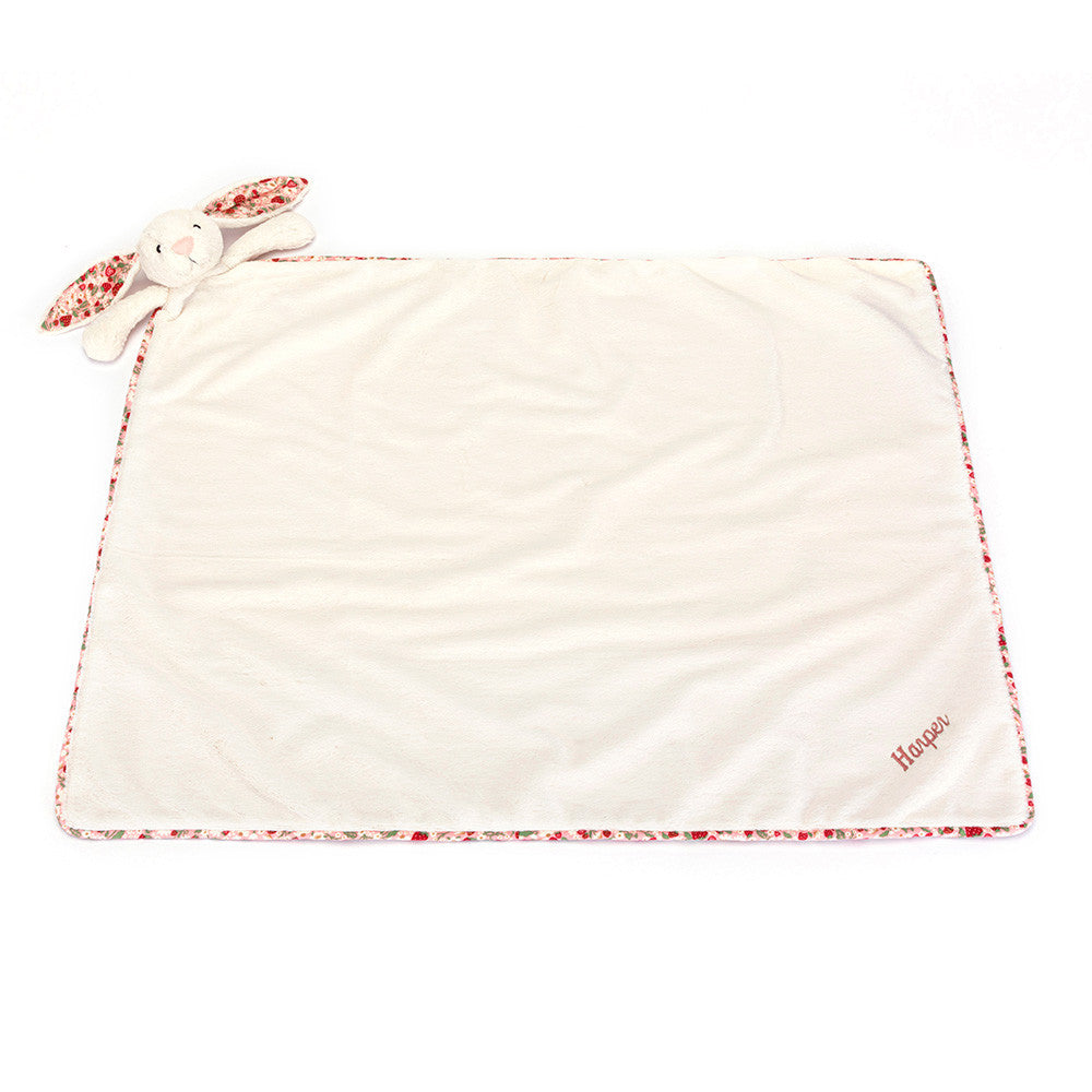 Personalized Blossom Cream Bunny 'Berry' Blankie | Jellycat