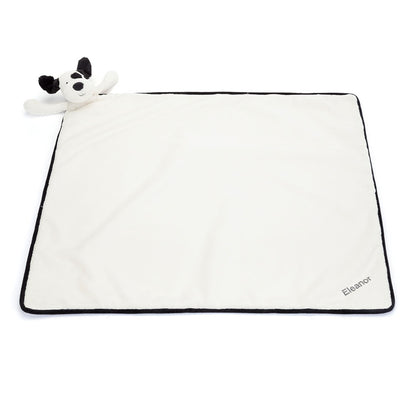 Personalized Bashful Black & Cream Puppy Blankie | Jellycat