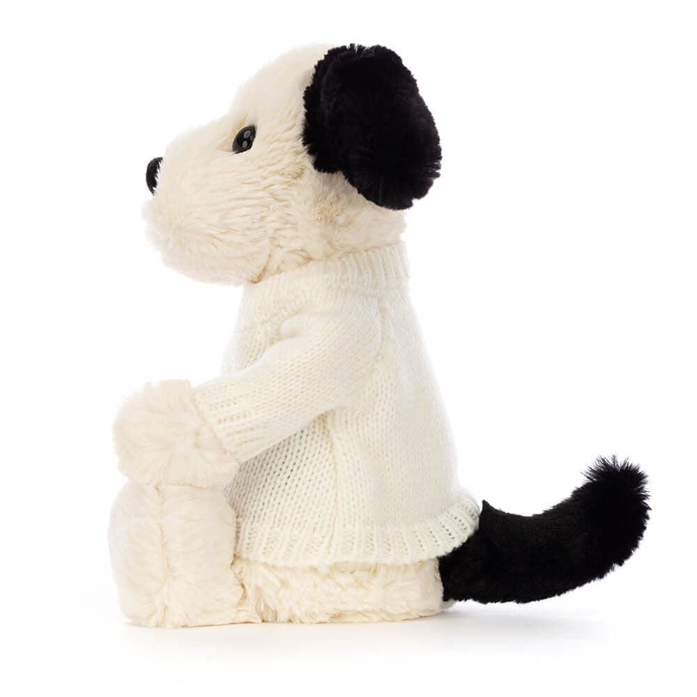 Bashful Black & Cream Puppy with Personalized Cream Jumper | Jellycat