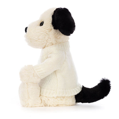 Bashful Black & Cream Puppy with Personalized Cream Jumper | Jellycat