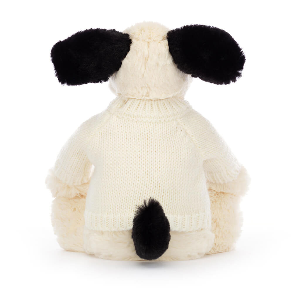 Bashful Black & Cream Puppy with Personalized Cream Jumper | Jellycat