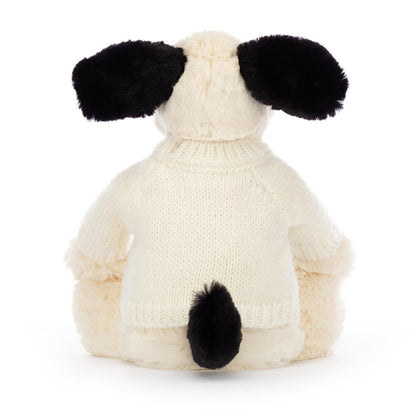 Bashful Black & Cream Puppy with Personalized Cream Jumper | Jellycat