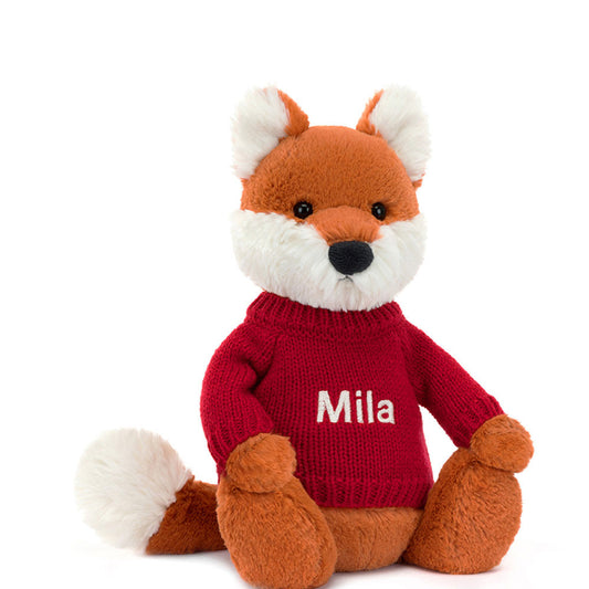 Bashful Fox Cub with Personalized Red Jumper | Jellycat