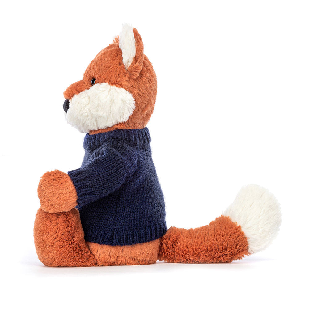 Bashful Fox Cub with Personalized Navy Jumper | Jellycat