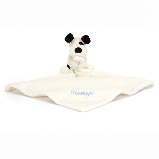 Personalized Bashful Black & Cream Puppy Soother | Jellycat