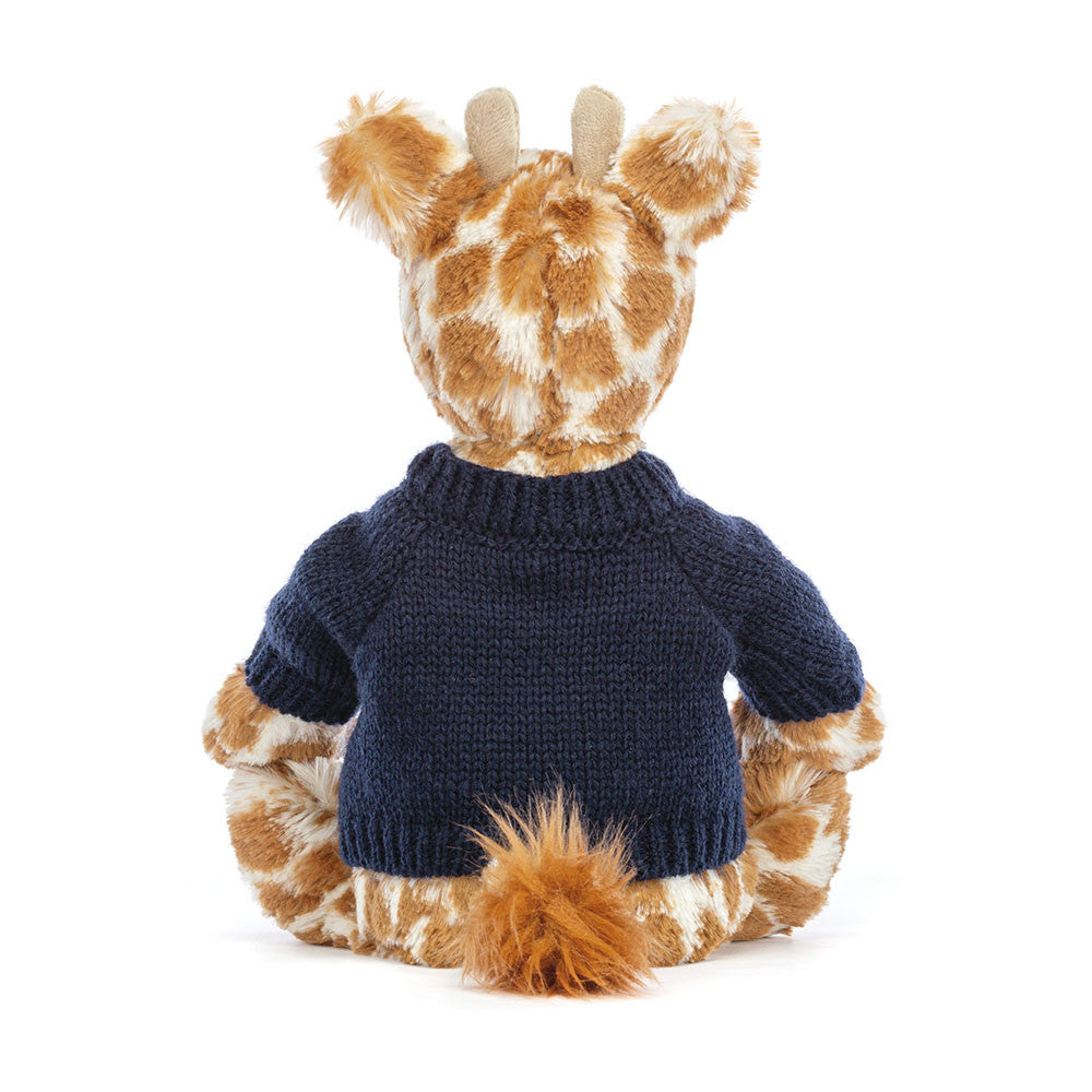 Bashful Giraffe with Personalized Navy Jumper | Jellycat