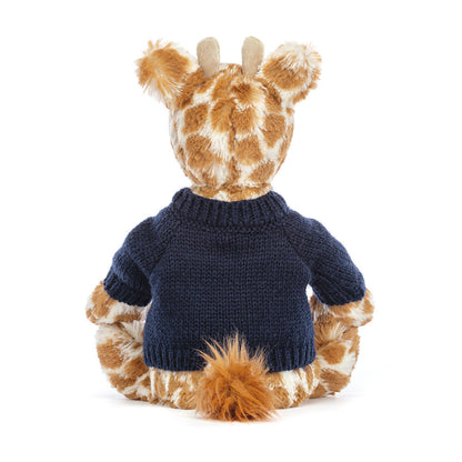 Bashful Giraffe with Personalized Navy Jumper | Jellycat