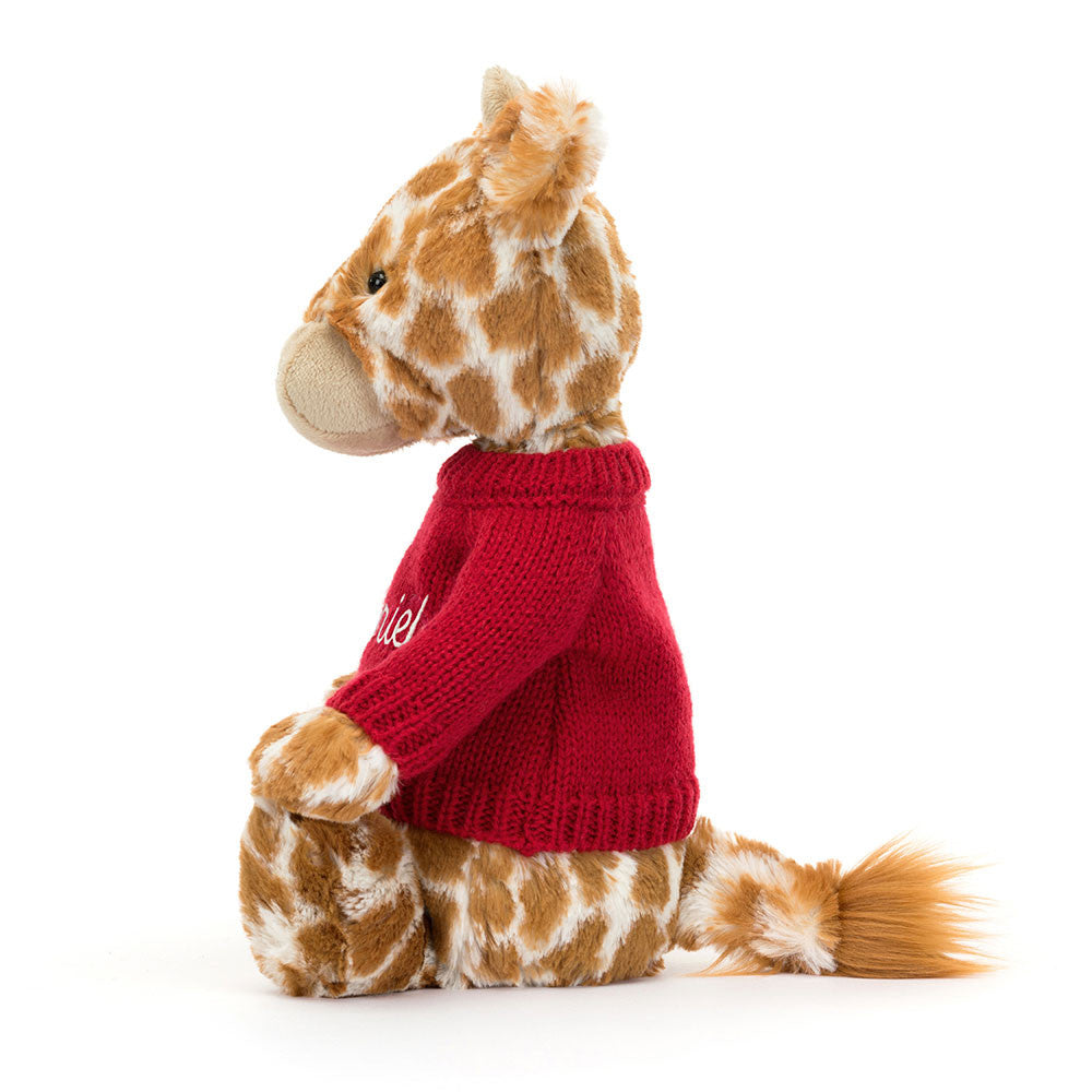 Bashful Giraffe with Personalized Red Jumper | Jellycat
