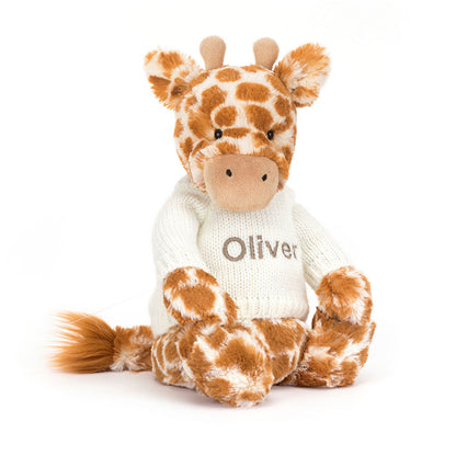 Bashful Giraffe with Personalized Cream Jumper | Jellycat