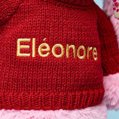 Blushkin Blossom Luxe Bunny with Personalized Red Jumper | Jellycat