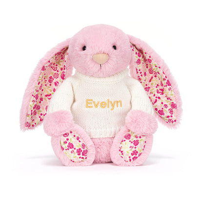 Blushkin Blossom Luxe Bunny with Personalized Cream Jumper | Jellycat