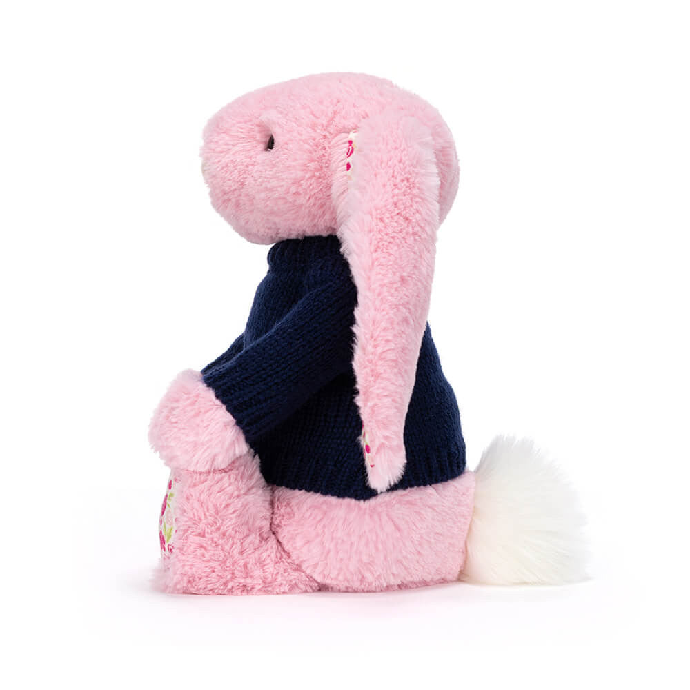 Blushkin Blossom Luxe Bunny with Personalized Navy Jumper | Jellycat