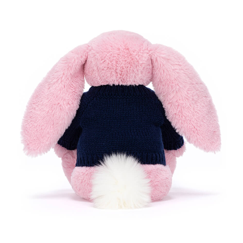 Blushkin Blossom Luxe Bunny with Personalized Navy Jumper | Jellycat