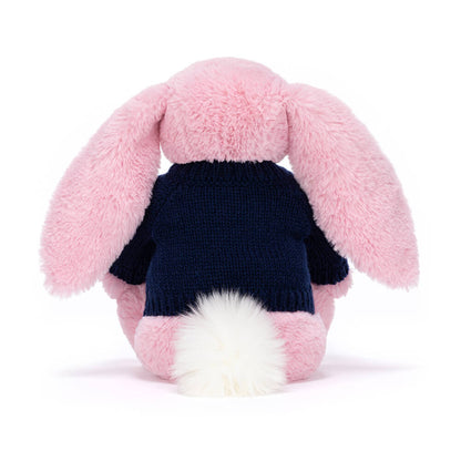 Blushkin Blossom Luxe Bunny with Personalized Navy Jumper | Jellycat