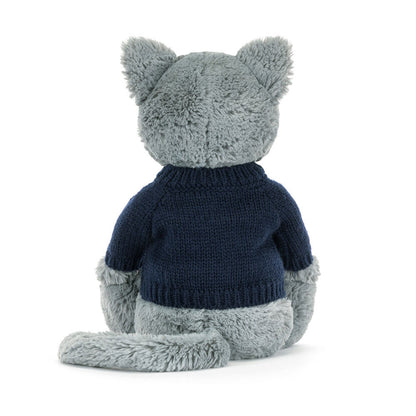 Bashful Kitten with Personalized Navy Jumper | Jellycat