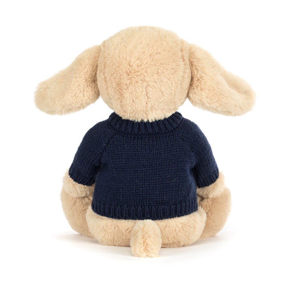 Bashful Luxe Puppy Orlando with Personalized Navy Jumper | Jellycat