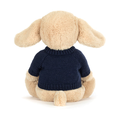 Bashful Luxe Puppy Orlando with Personalized Navy Jumper | Jellycat