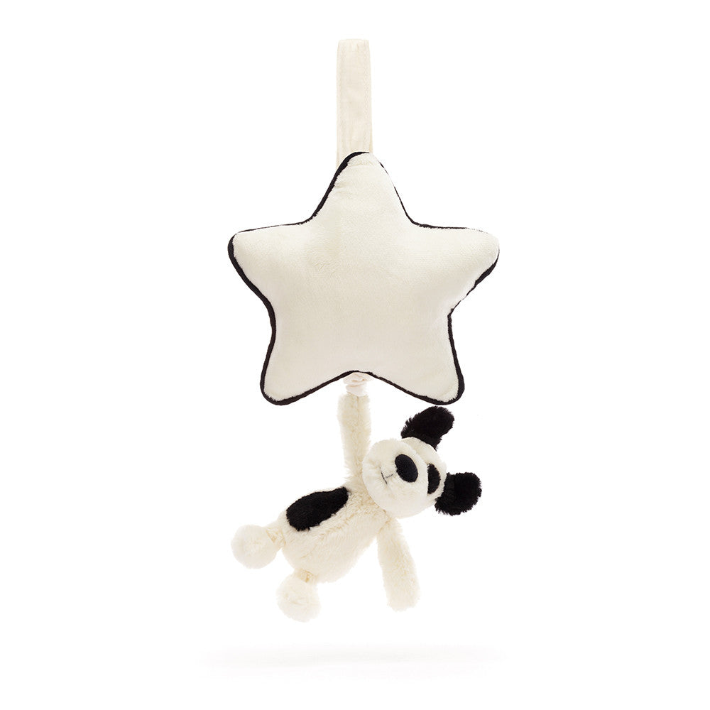 Bashful Black & Cream Puppy Musical Pull | Jellycat