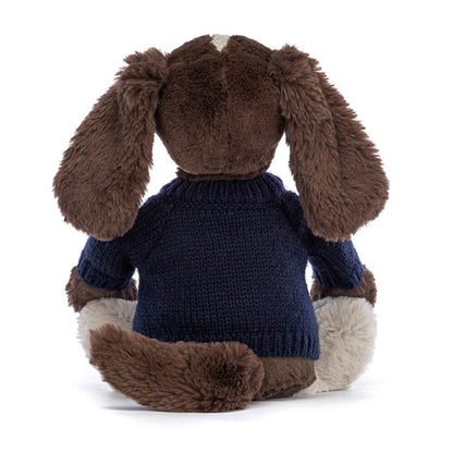Bashful Fudge Puppy with Personalized Navy Jumper | Jellycat