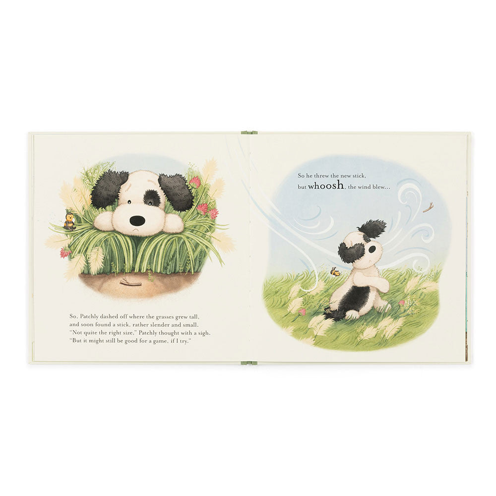 The Pick of the Sticks Book and Bashful Black & Cream Puppy Medium | Jellycat