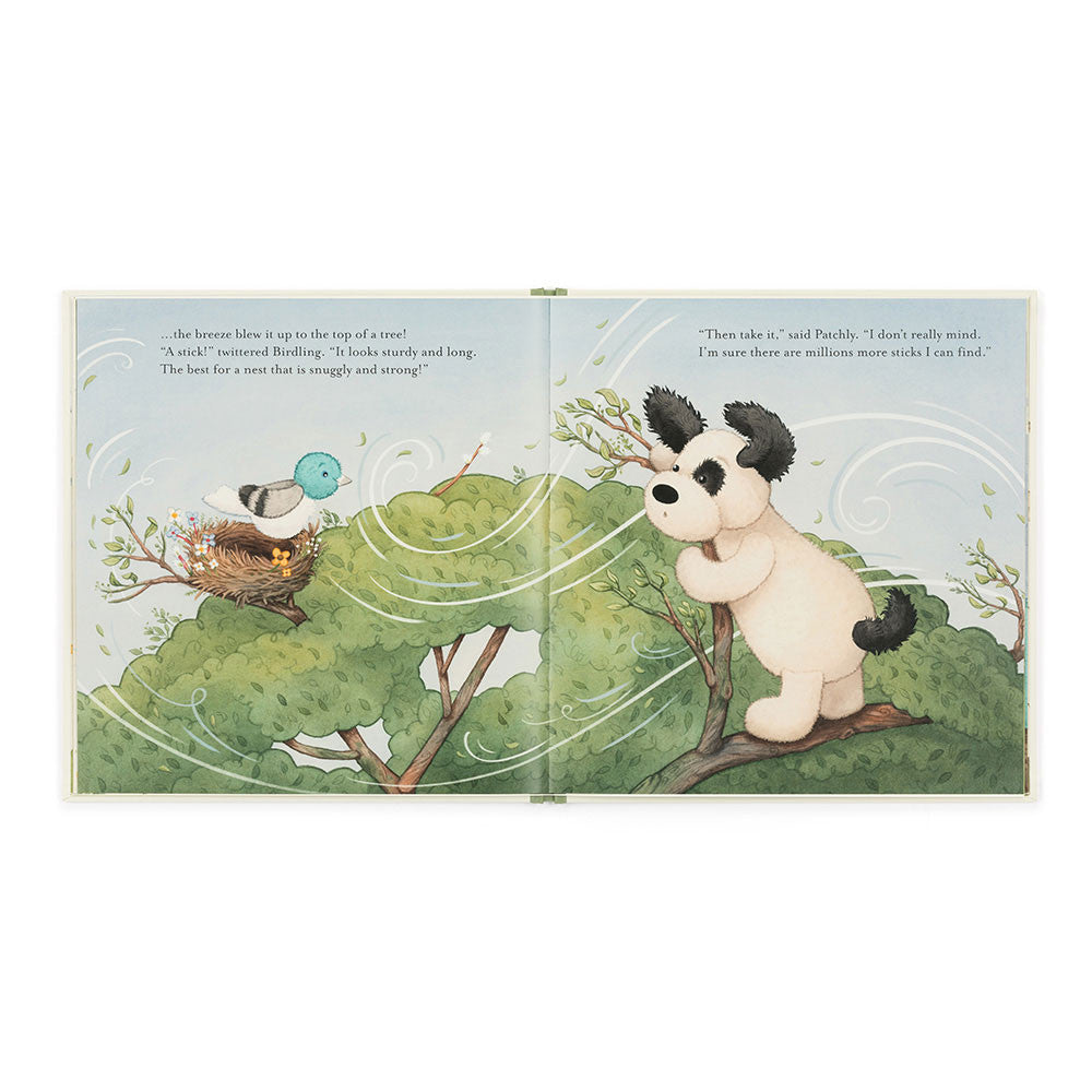 The Pick of the Sticks Book and Bashful Black & Cream Puppy Medium | Jellycat