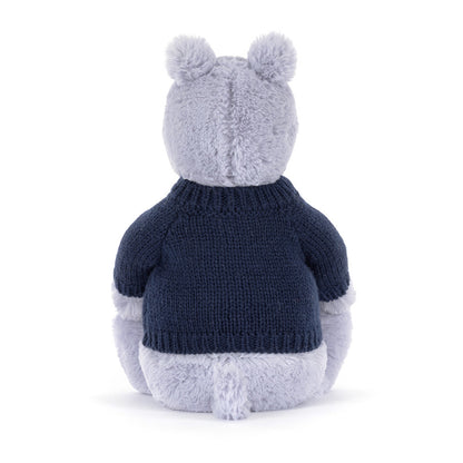 Bashful Hippo with Personalized Navy Jumper | Jellycat
