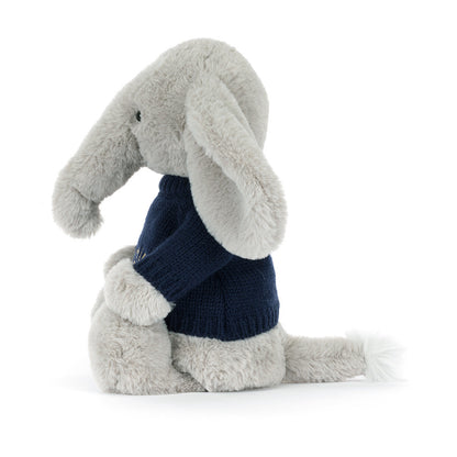 Bashful Luxe Elephant Thuddeus with Personalized Navy Jumper | Jellycat
