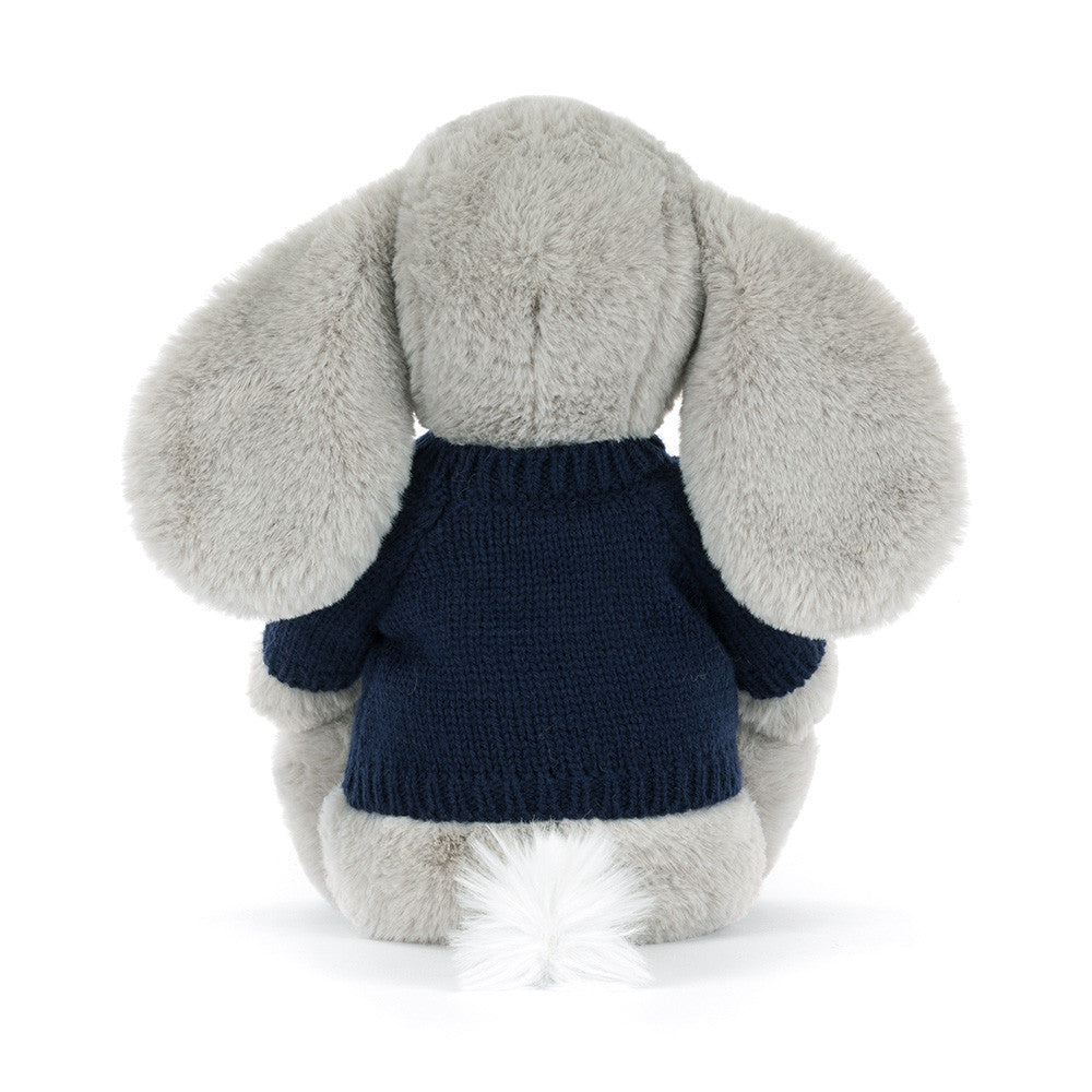Bashful Luxe Elephant Thuddeus with Personalized Navy Jumper | Jellycat