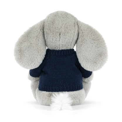 Bashful Luxe Elephant Thuddeus with Personalized Navy Jumper | Jellycat