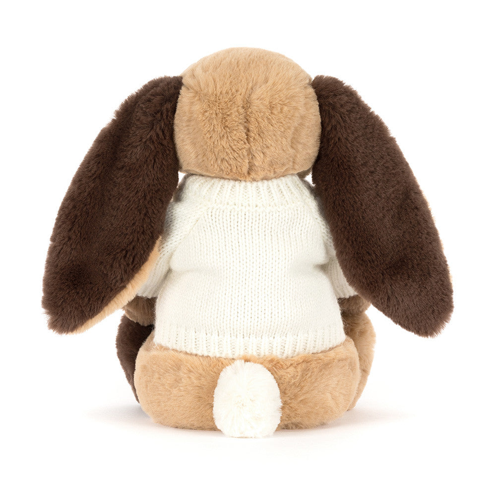 Bashful Patchwork Brown Bunny with Personalized Cream Jumper | Jellycat