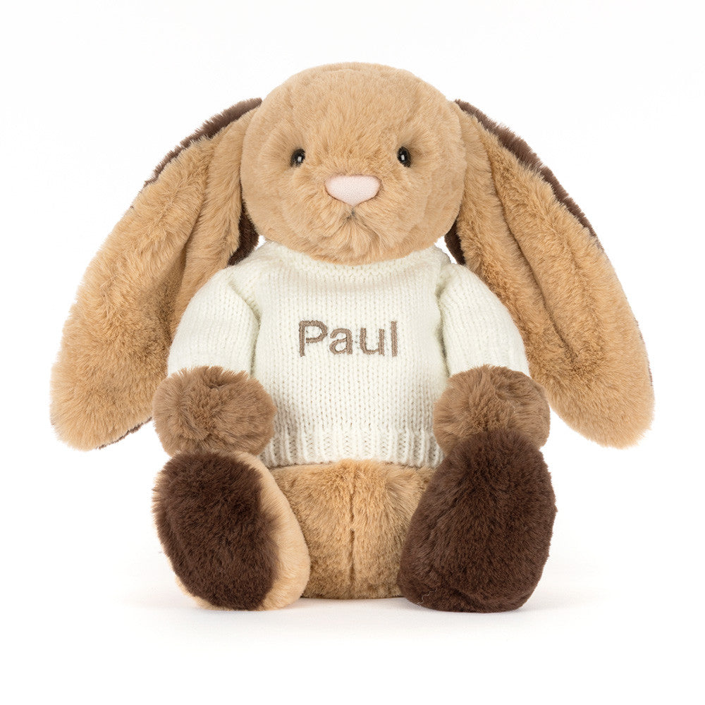 Bashful Patchwork Brown Bunny with Personalized Cream Jumper | Jellycat