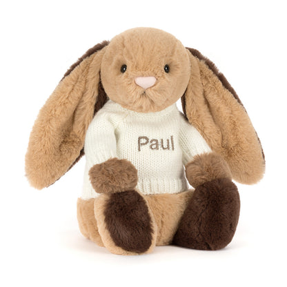 Bashful Patchwork Brown Bunny with Personalized Cream Jumper | Jellycat