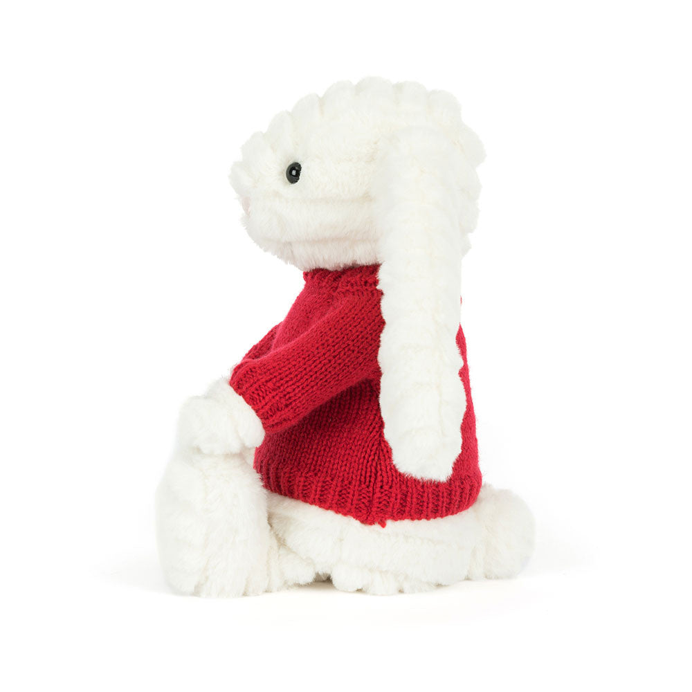 Bashful Luxe Bunny Nimbus with Personalized Red Jumper | Jellycat