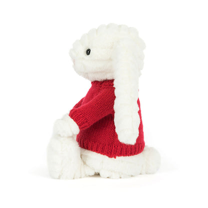 Bashful Luxe Bunny Nimbus with Personalized Red Jumper | Jellycat
