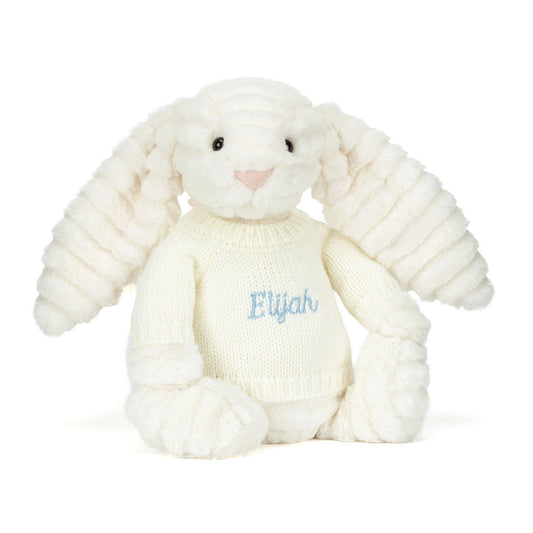 Bashful Luxe Bunny Nimbus with Personalized Cream Jumper | Jellycat
