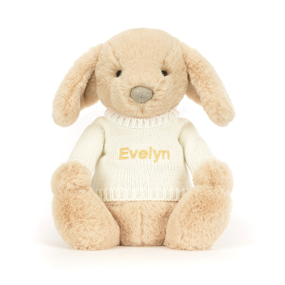 Bashful Luxe Puppy Orlando with Personalized Cream Jumper | Jellycat