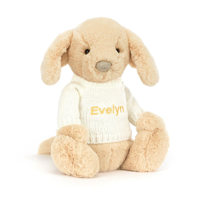 Bashful Luxe Puppy Orlando with Personalized Cream Jumper | Jellycat