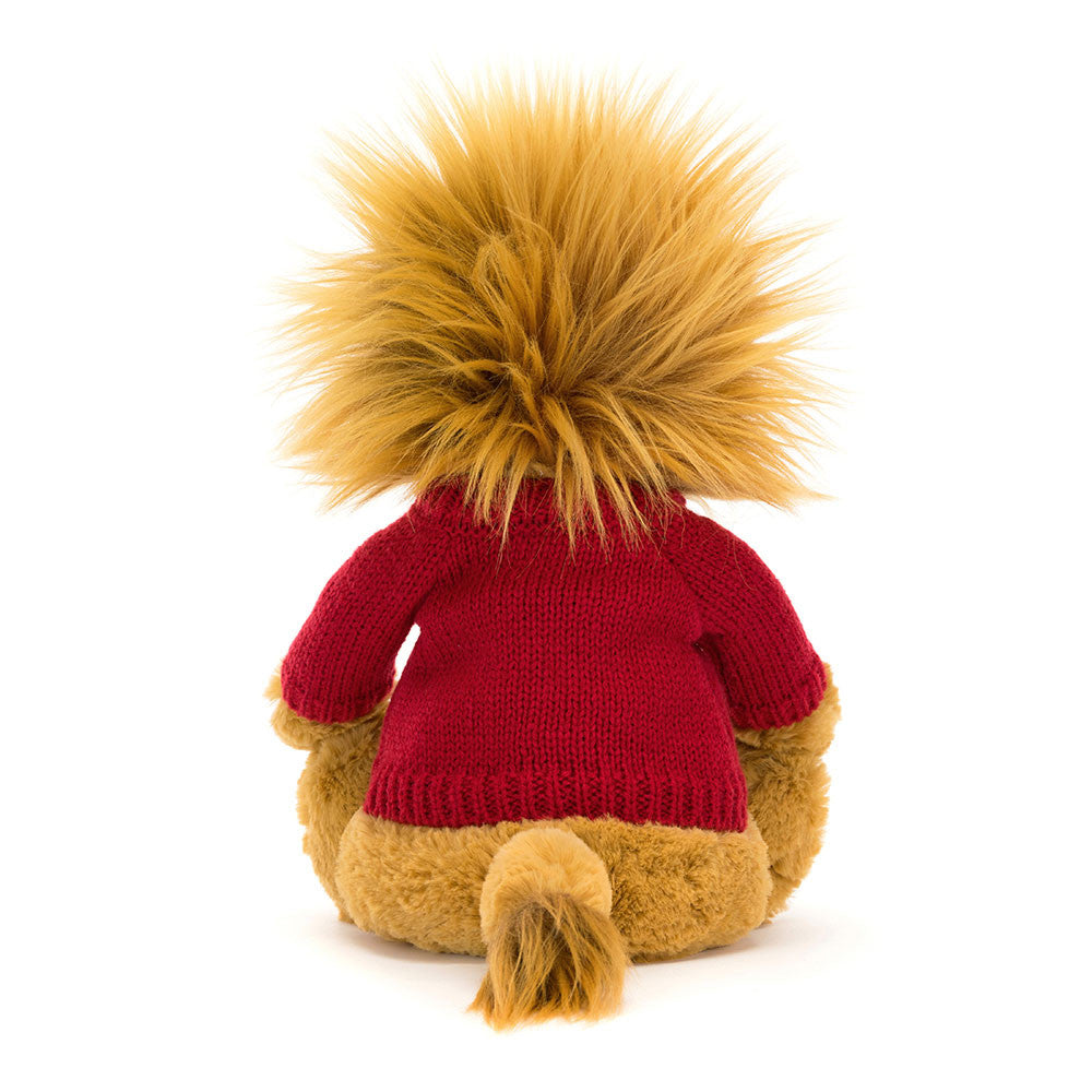 Bashful Lion with Personalized Red Jumper | Jellycat