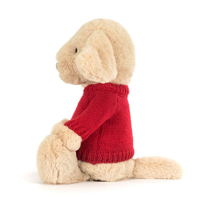 Bashful Luxe Puppy Orlando with Personalized Red Jumper | Jellycat