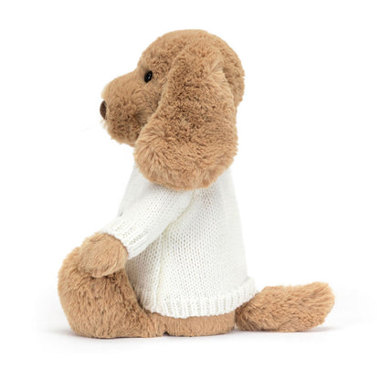 Bashful Toffee Puppy with Personalized Cream Jumper | Jellycat