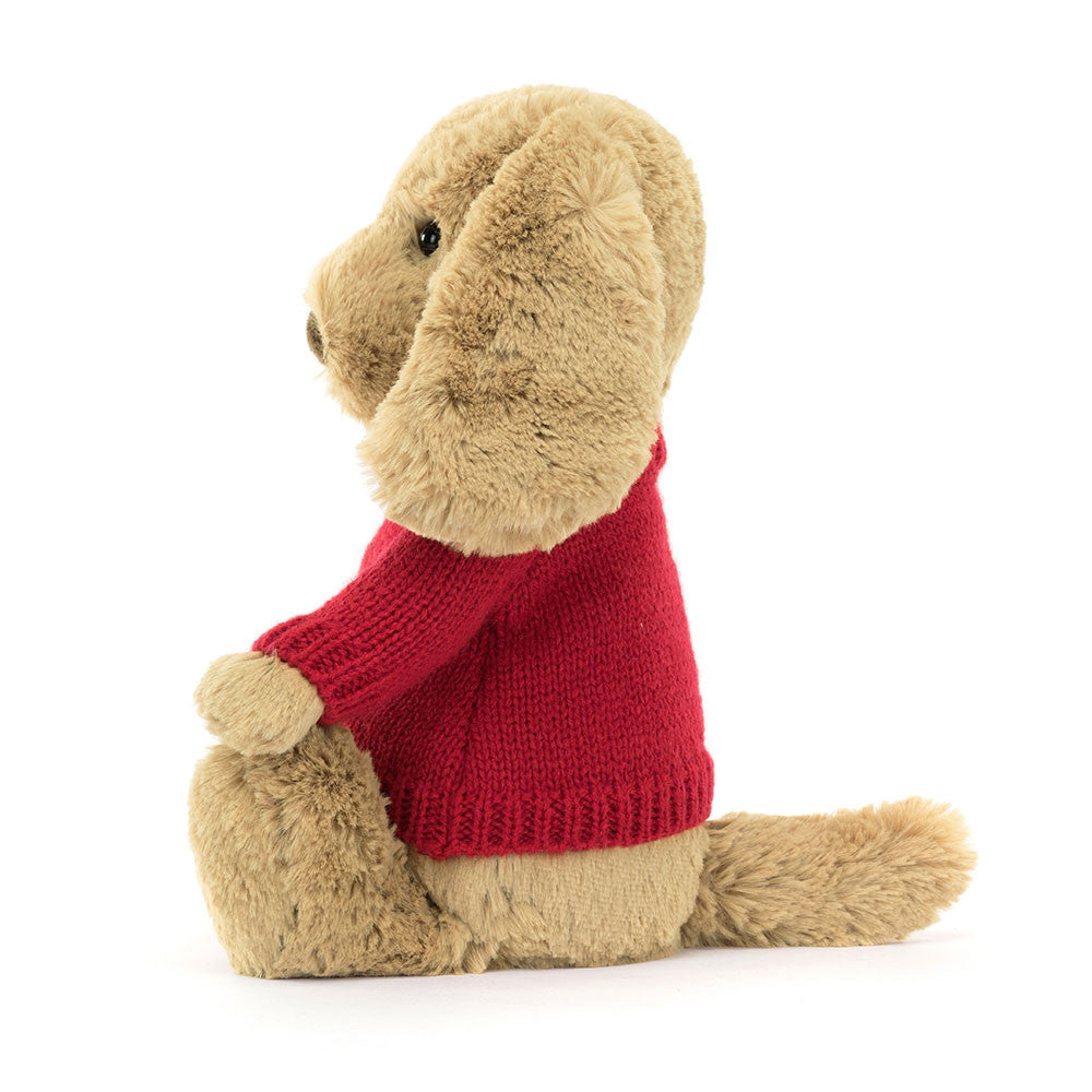 Bashful Toffee Puppy with Personalized Red Jumper | Jellycat