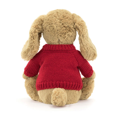 Bashful Toffee Puppy with Personalized Red Jumper | Jellycat