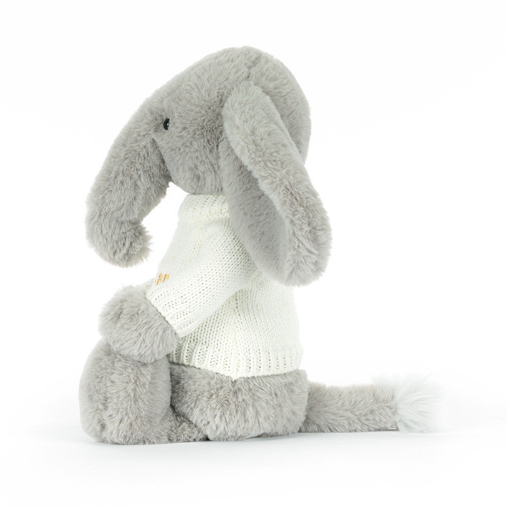 Bashful Luxe Elephant Thuddeus with Personalized Cream Jumper | Jellycat