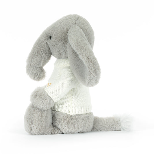 Bashful Luxe Elephant Thuddeus with Personalized Cream Jumper | Jellycat