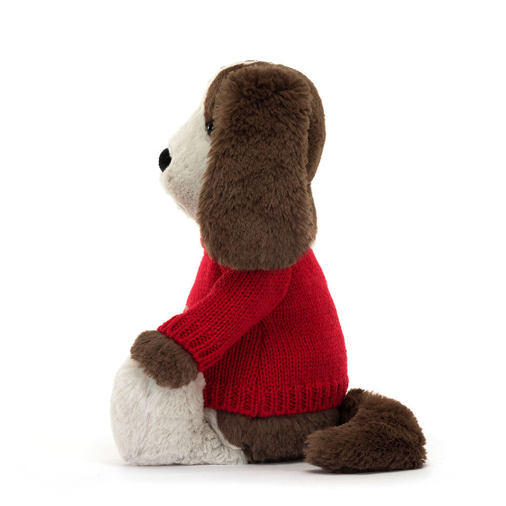 Bashful Fudge Puppy with Personalized Red Jumper | Jellycat