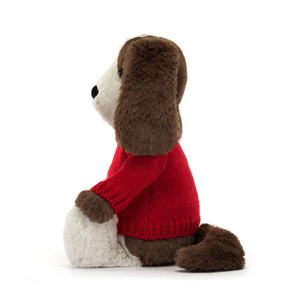 Bashful Fudge Puppy with Personalized Red Jumper | Jellycat